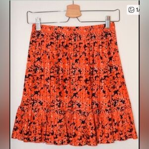 Zara Orange and Black pleated Skirt